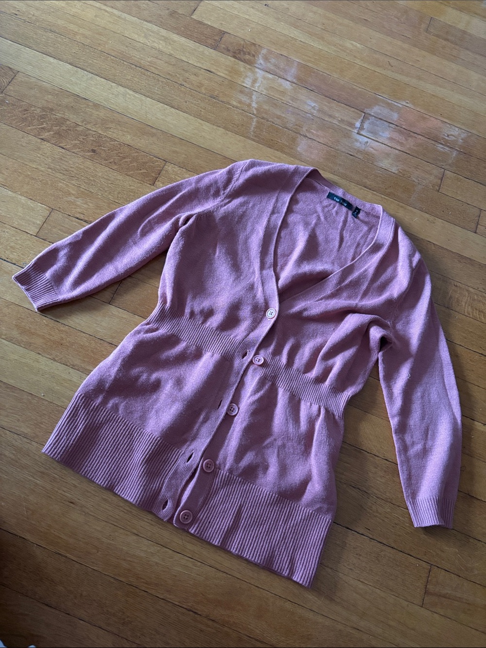 Women’s Pink Button-Front V-Neck Cardigan Sweater